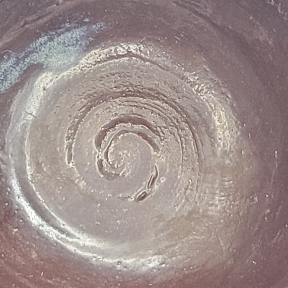 Handthrown Pottery w/ unique grooved design. Red clay, finished interior. Small. - Picture 5 of 7